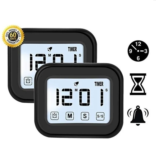 

Touch version large screen display clock alarm clock luminous flash screen switch five functions digital timer, White, black, green