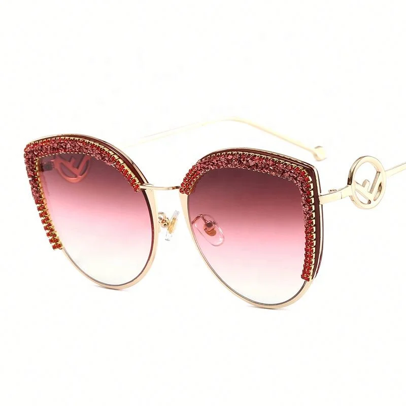 

Wholesale Stylish Luxury Diamond Metal Frame Sunglasses For Women, Colors