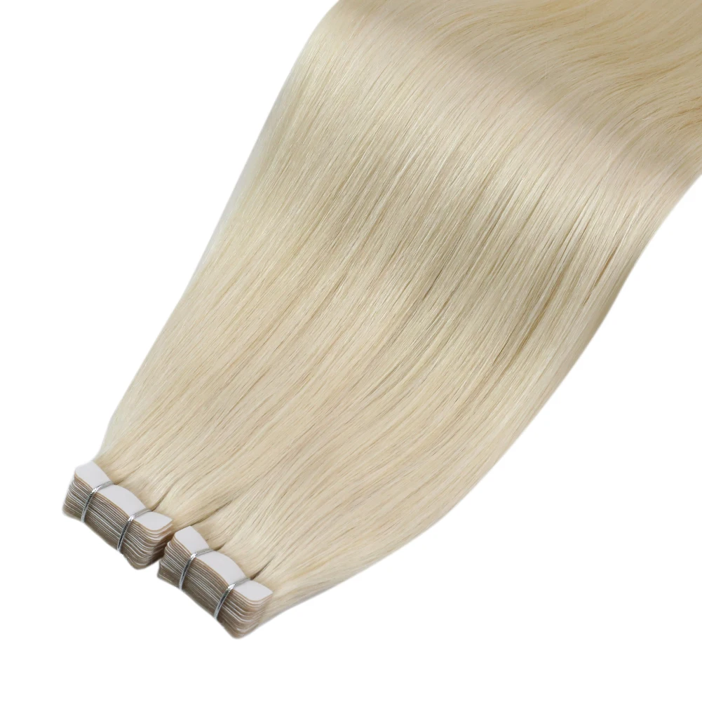 

Moresoo #60 Platinum Blonde Wholesale Natual Human Hair Long Tape Human Hair Tape In Extensions