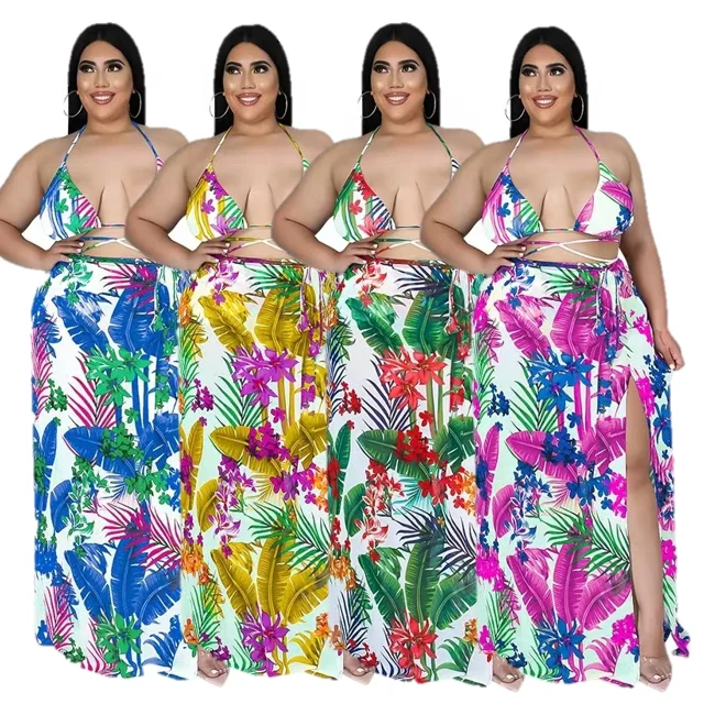 

2022New Arrivals Wholesale Plus Size Bikinis Woman Micro Swimwear 3 Piece Sets With Cover Up Skirt Sexy Designer Ladies Swimsuit