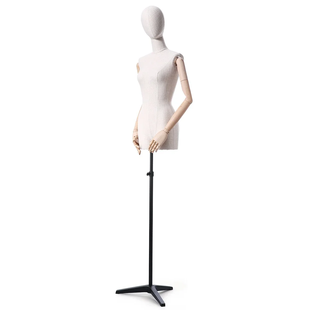 

Wholesale Clothing Store Half Body Mannequin Female Model Form Adjustable Maniquies Mannequin for clothes display, Beige