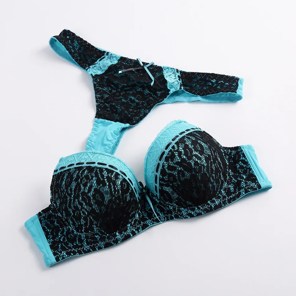 

High quality ladies lace gather bra and panty sets plus size underwear for women