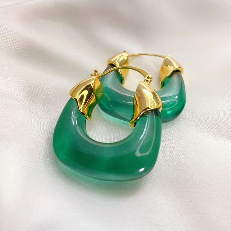 

Janice 2021 Modern Acrylic Resin Lucite jewelry metallic acrylic U-shaped earrings