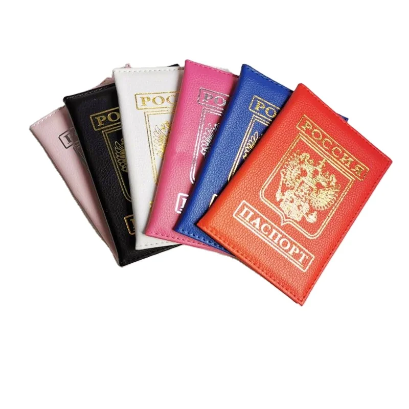 
Wholesale custom logo Russia Gilding High end pink leather travel passport cover 