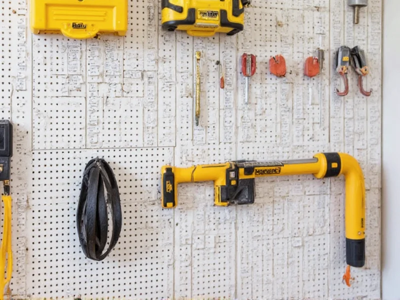 DIY pegboard garage tool organization with labeled hooks