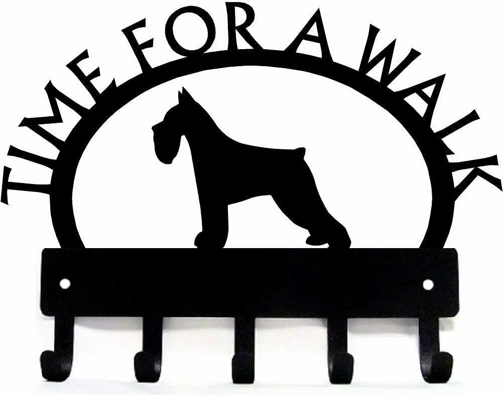 

Yinfa Miniature Schnauzer Time For A Walk Key Rack Dog Leash Hanger Metal Wall Art TY2177