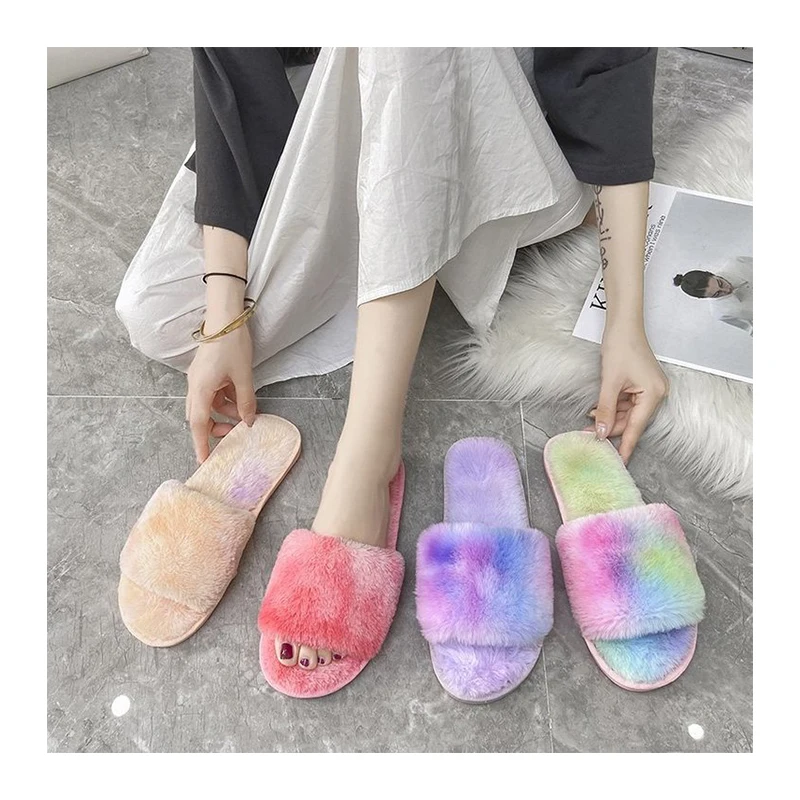 

High Quality Fur Home Anti Slip Slipper Novelty Plush Thick Sole Slippers For Women, As picture
