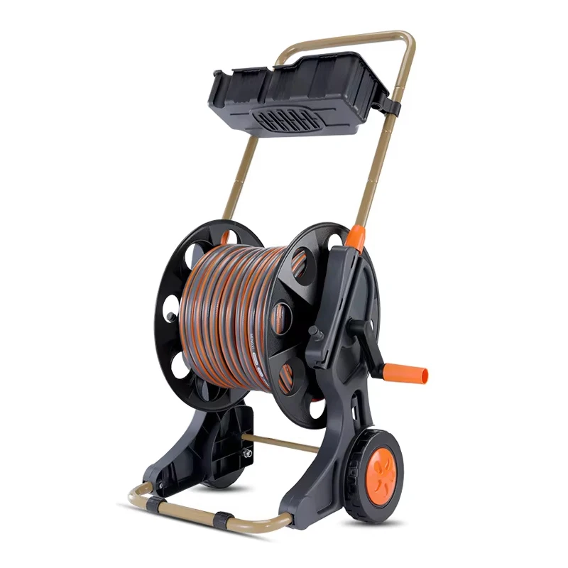 20m Plastic Aluminum Manual Retractable Water Hose Reel With Hose Nozzle for Home Garden Yard/