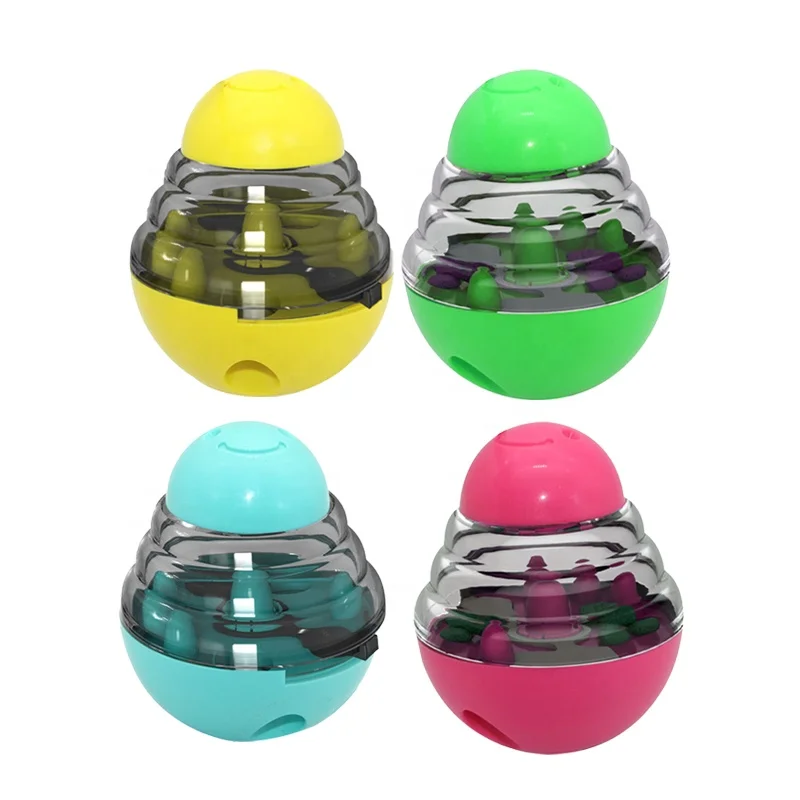 

Factory Wholesale Multicolor Pet Dog Tumbler Ball Toy Interactive Dog Food Dispenser Treat Toy, Red/blue/green/yellow