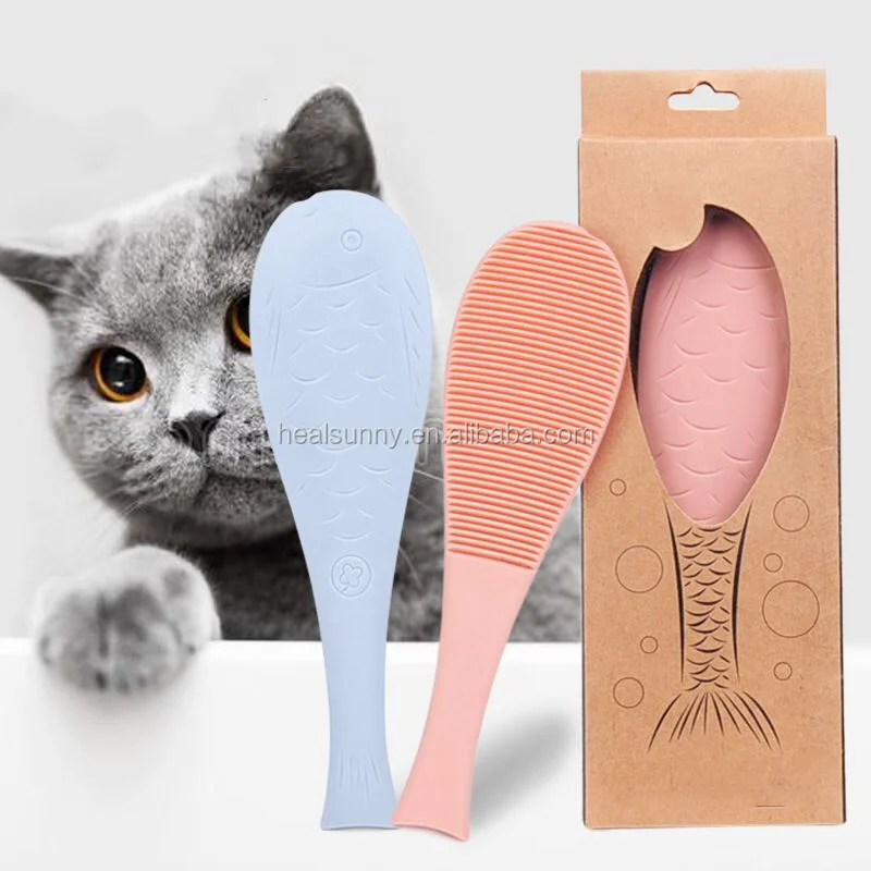 

Fish-shaped Cat Tongue Comb Cat To Float Hair Baby Cat Massage Brush Pet Supplies, Blue/pink