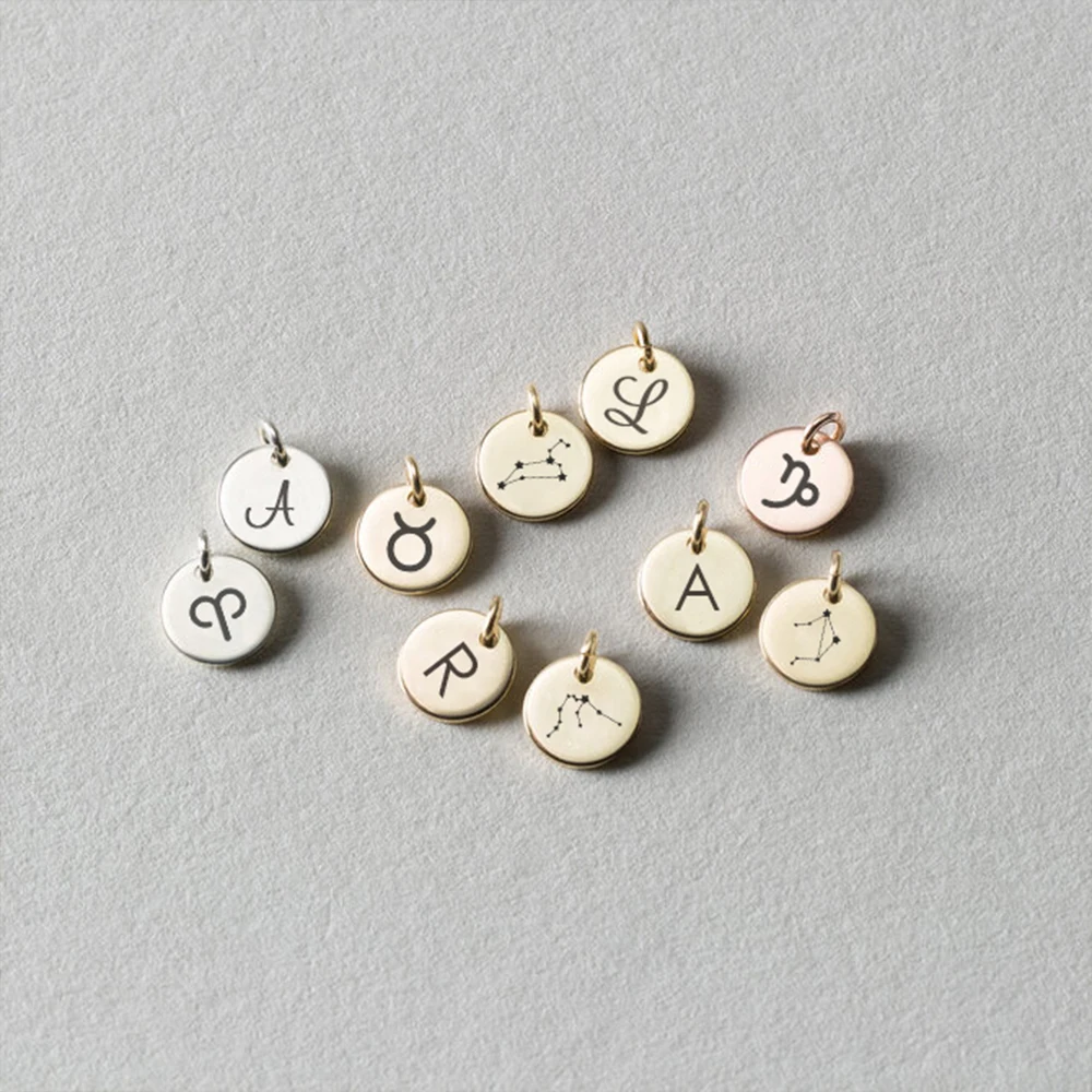 

Custom logo tags stainless steel designer charms for necklace jewelry making stainless steel tags, 14k gold / silver / rose gold