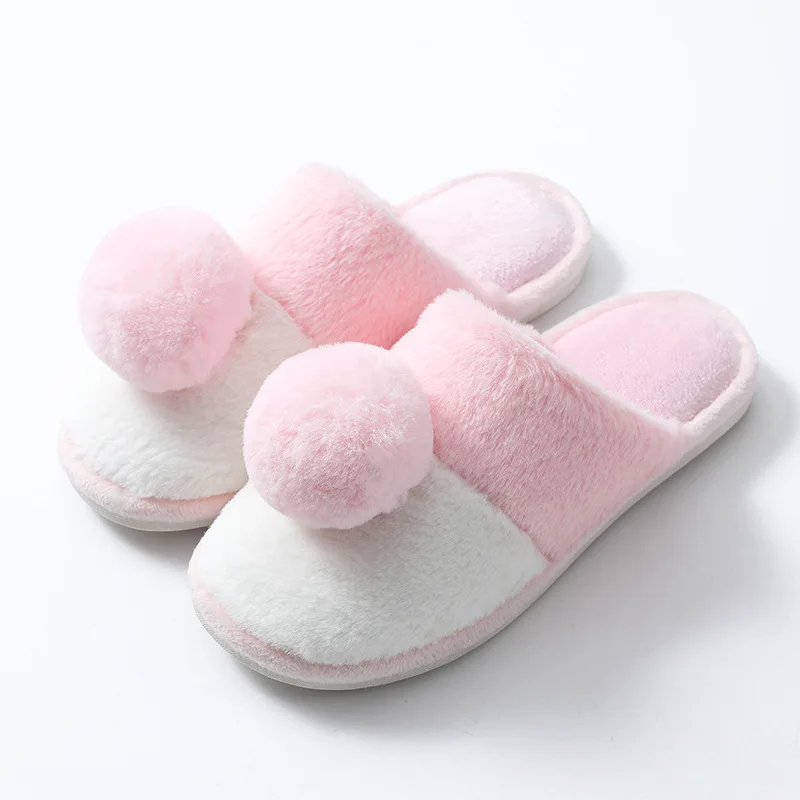 

Couples indoor simple plush warm cotton slippers thickened, Customizable