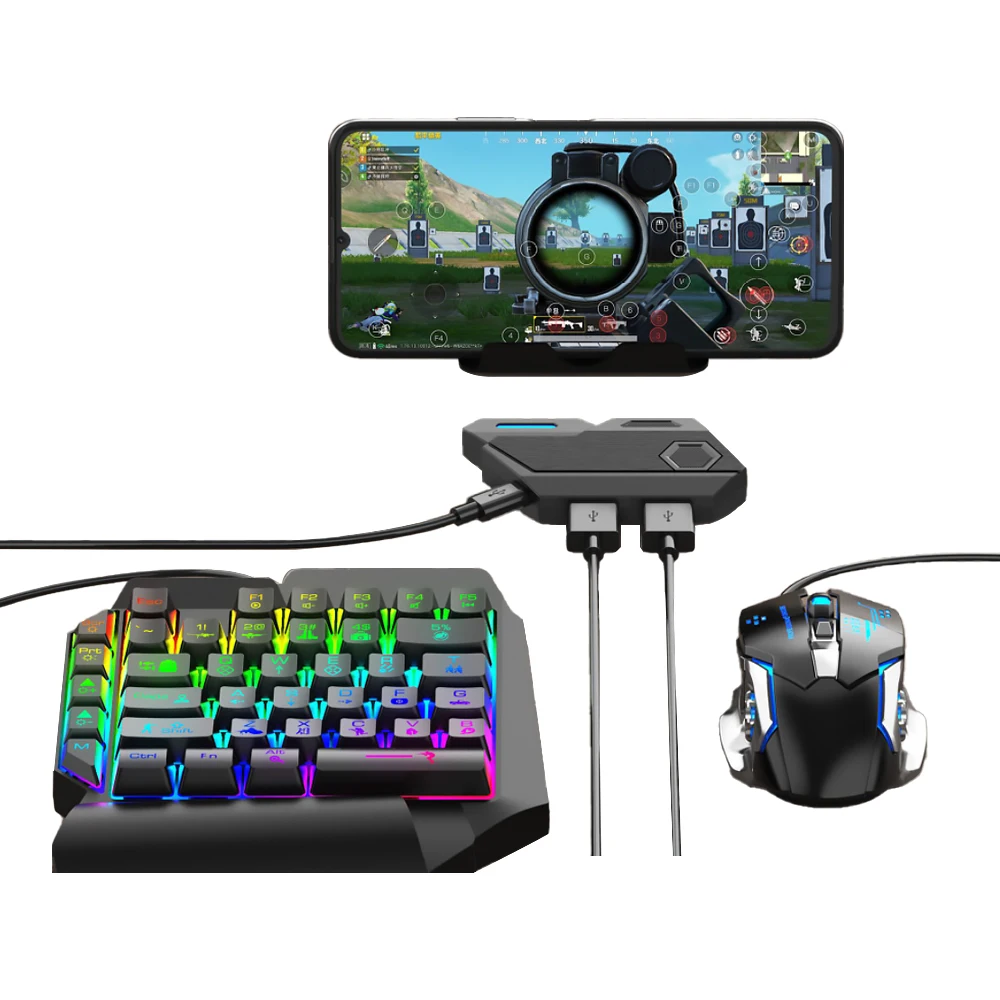 

Keyboard Mouse Converter Game One-handed Keyboard RGB Luminous Built-in Converter Supports PS3 PS4 Game Console Keyboard