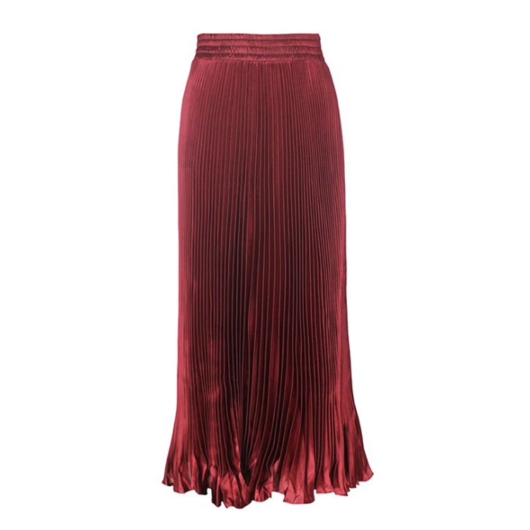

Solid floor length 100cm women long maxi pleated satin skirt, 11 colors