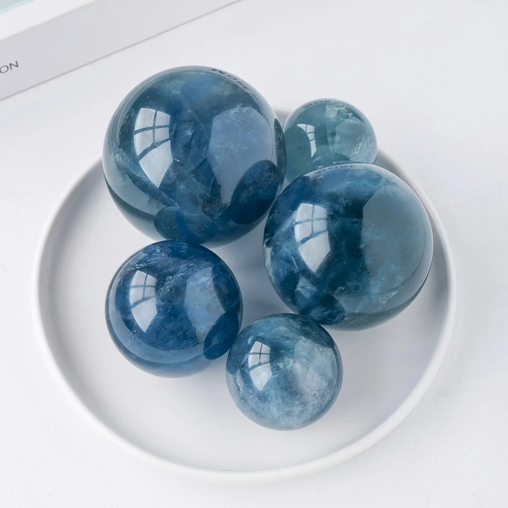 

Wholesale natural stone crafts blue fluorite crystal sphere ball ornament home decoration