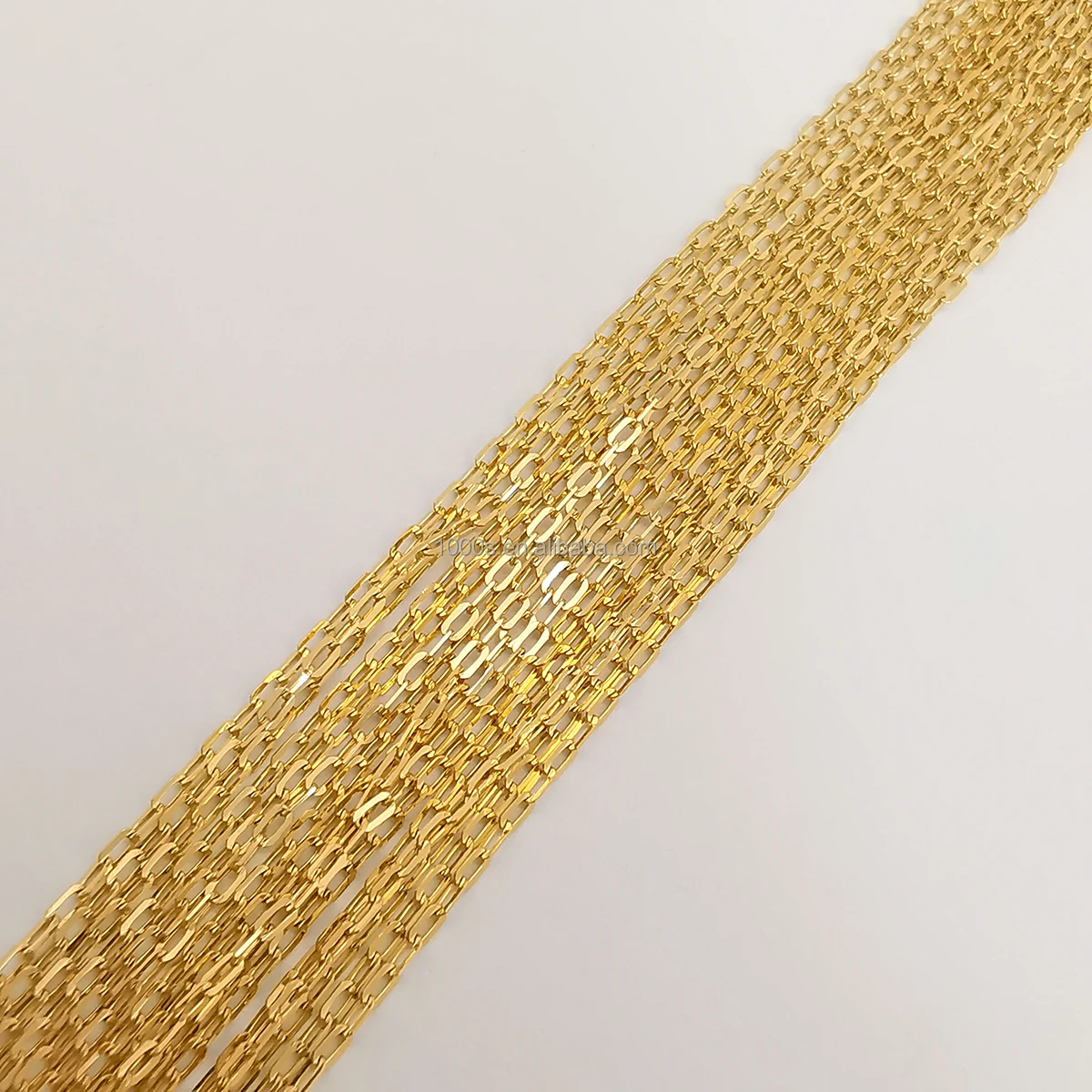 

AU750 Real 18K Solid Gold Link Chain Paper Clip Roll Chain Necklace Adjustable Jewelry Wholesale