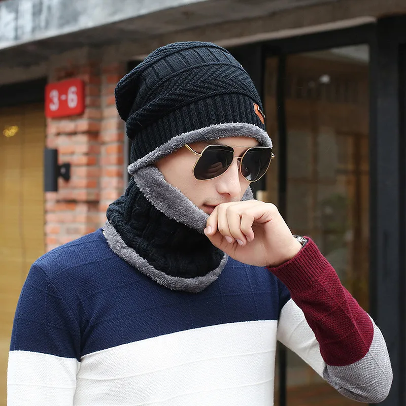 Buy Men Warm Winter Hat With Scarf 