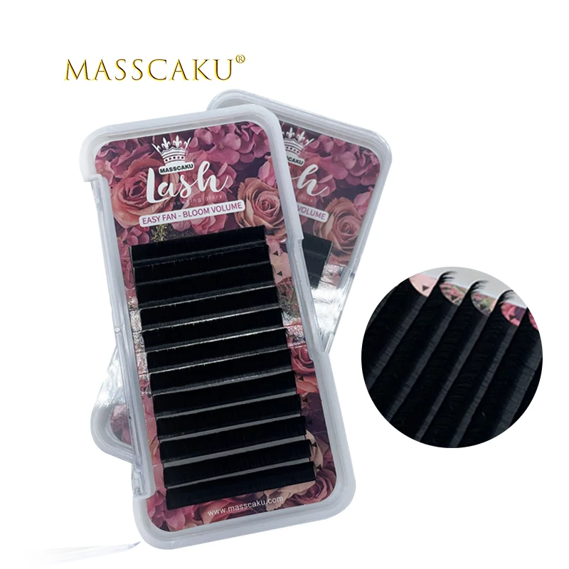 

MASSCAKU Easy Fanning Silk Mega Volume Lash Rapid Blooming Easy fastfan Eyelash Extension wholesale, Black