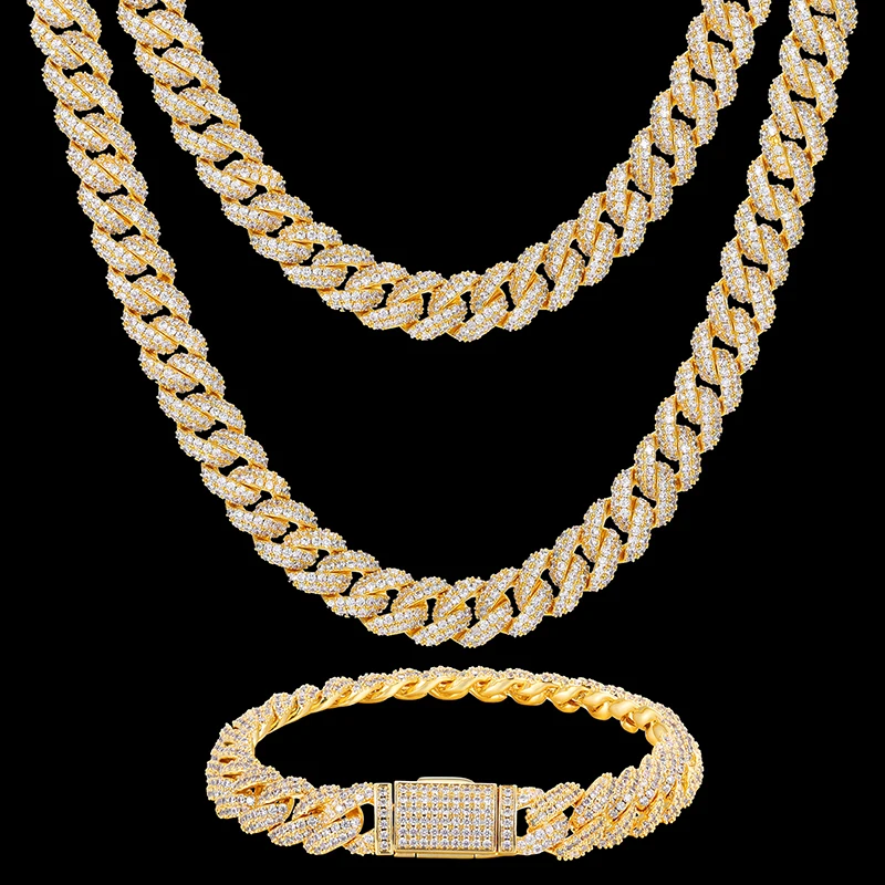 

Direct Factory Price Iced Out 10mm Gold Plated 925 Sterling Silver VVS Moissanite Diamond Miami Cuban Lin Chain Necklace