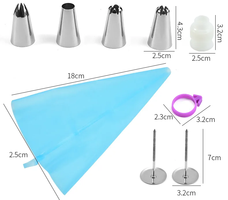 

Cake baking Decorating Spout Stainless Steel Decorating Set Decorating Bag Nail Baking Tool set