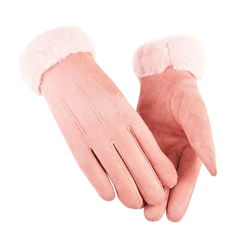
Winter Adult Thickened Warm Fur Mouth Driving And Biking Sports Touch Screen Gloves 