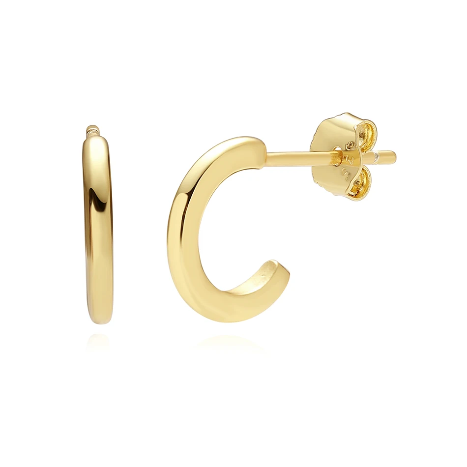 

Minimalist Jewelry Wholesale Fine Jewelry 925 Sterling Silver Oval Swoosh Small 18k Gold Vermeil Simple Hoop Earrings