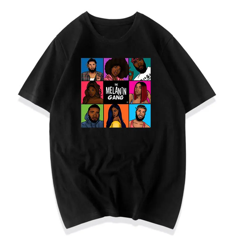 

Newest Black Girl Print tee shirt 90s tshirt female t-shirt The Melanin Gang Funny graphic t shirts