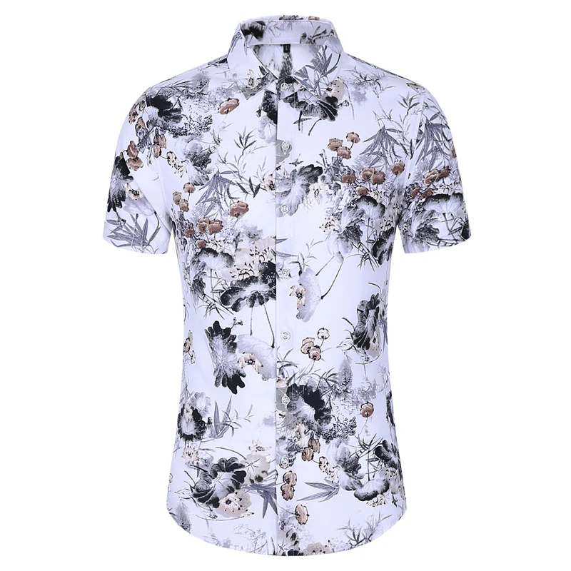 

New Arrival Summer Male Causal Shirt Fashion Chinese Style Floral Printed Plus Size M-7XL Shirts For Men