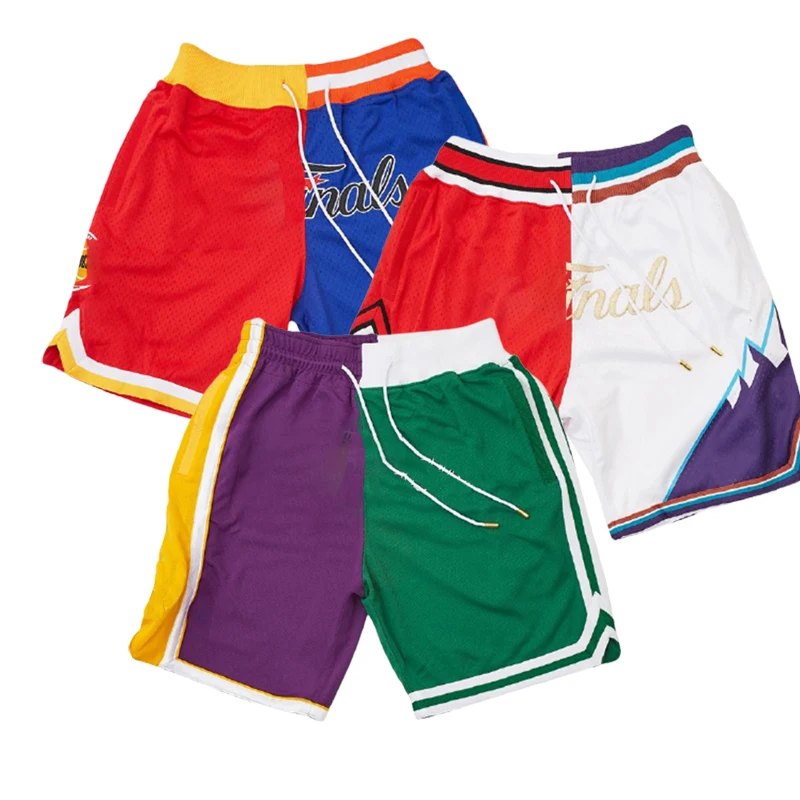 

Fashionable Just Mens Don Final Version Split Zipper Pocket Retro Vintage Throwback Sportswear Short Basketball Mesh Shorts