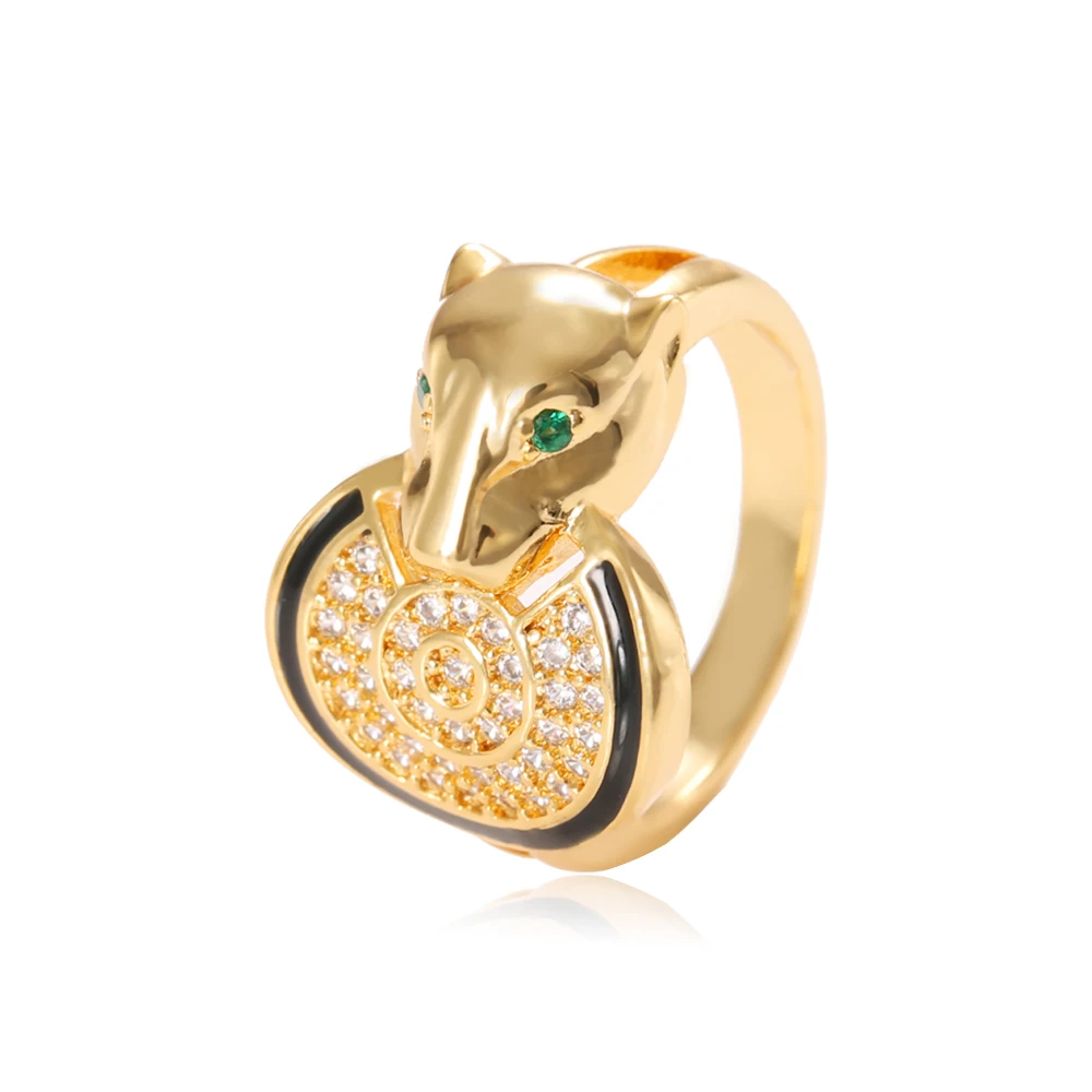 

Bestseller Sale Cz gold ring 24k gold leopard ring zircon ring jewelry