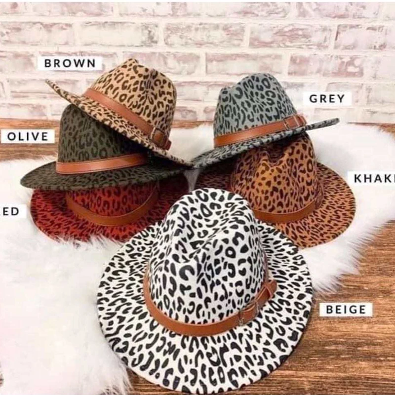 Leopard Animal Print Wide Brim 2 Tone 