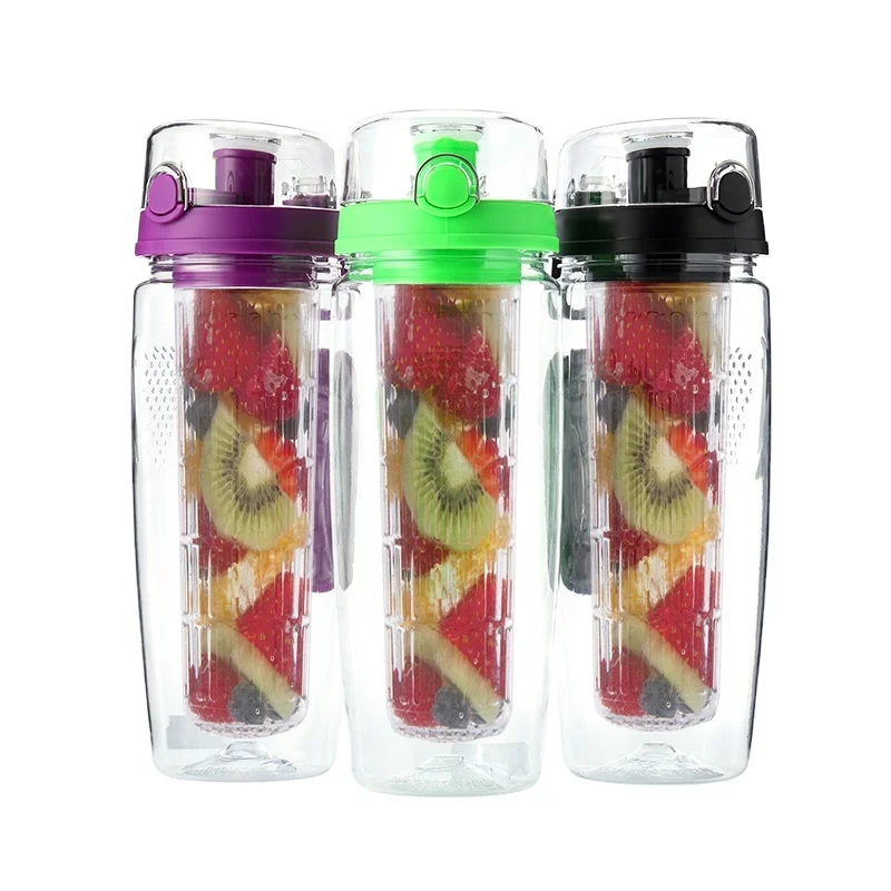 

Tritan Sports Water Bottles with Custom Logo Fruit Infuser Drinking Water Bottle with Filter Bpa Free Plastic Direct Drinking, Customized color acceptable