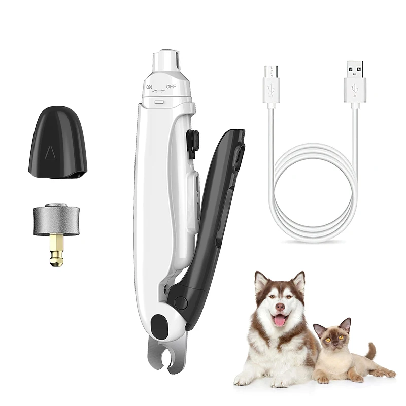 

Factory Direct Sale 2 In 1 Pet Grooming Kit Waterproof Rechargeable Pet Electric Nail Grinder Dog Nail Scissors On Sale, White