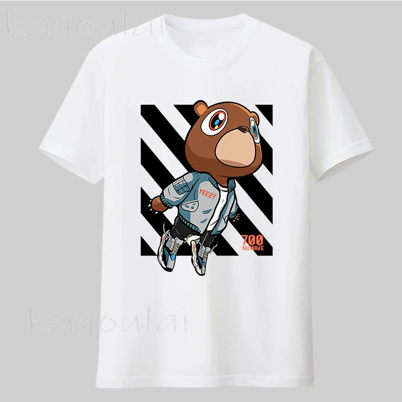 

Wholesale 2021 Hot Sale Cute Bear Customized Graphic T shirts Men Short Sleeve Streetwear Male Tops