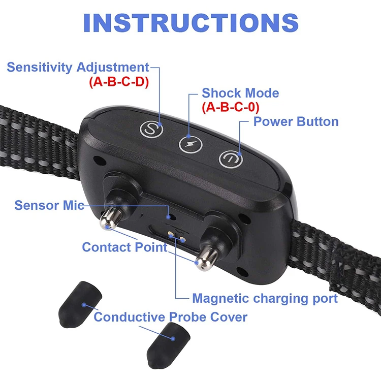 Durable Waterproof Rechargeable Dog Bark Control Collar , Anti-Bark Collar, Dog Bark Terminator