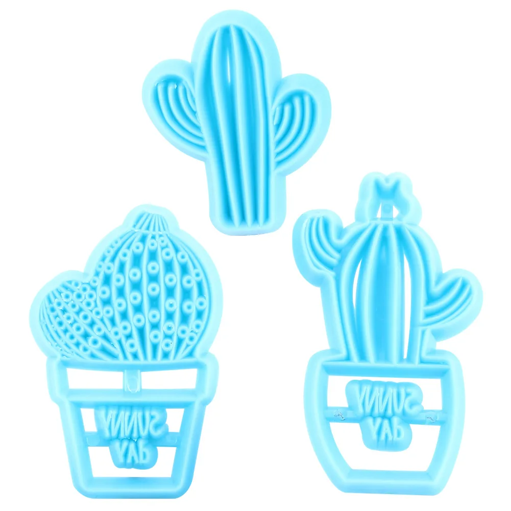 

3pcs Cactus Cake Printing Fondant Mold Pressing One-piece Cactus Cake Biscuit Decoration Plastic Mold Making Craft Accessories