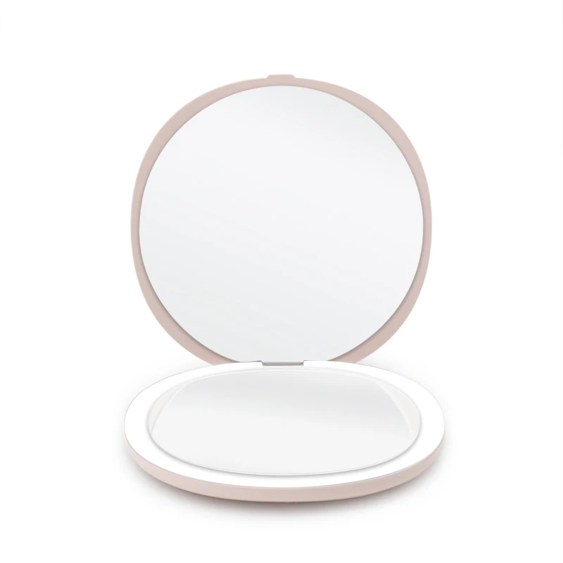 

Rechargeable Battery Compact Mirror Rose Gold Pocket Mirror Cosmetic Mirror 1X/2X/3X Led Mirror Makeup Tool Customized Logo, Any pantone color