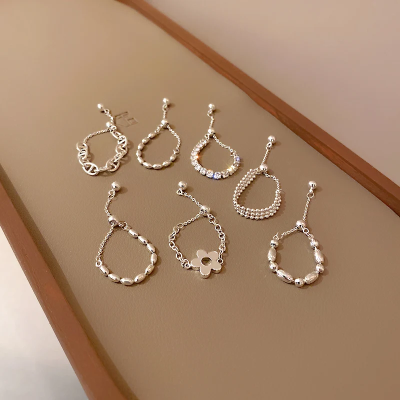 

fashion flower crystal adjustable rings for women