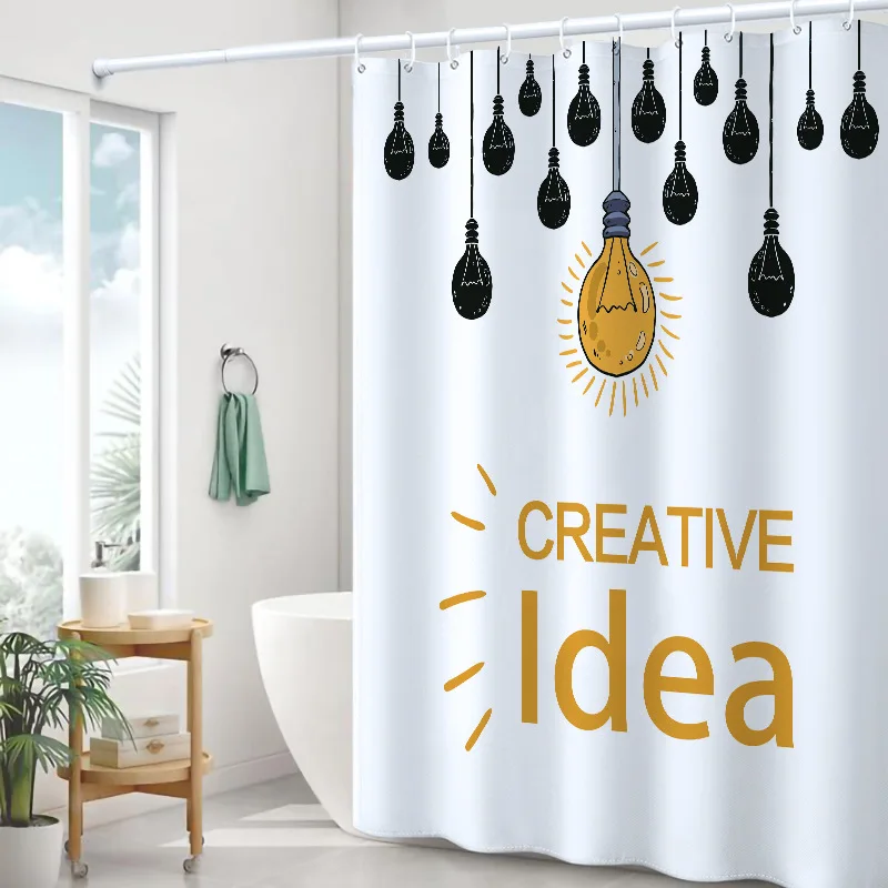 

Modern thickened Creative light bulb Bathroom shower curtain 160g Per square metter polyester Sustainable waterproof With hook