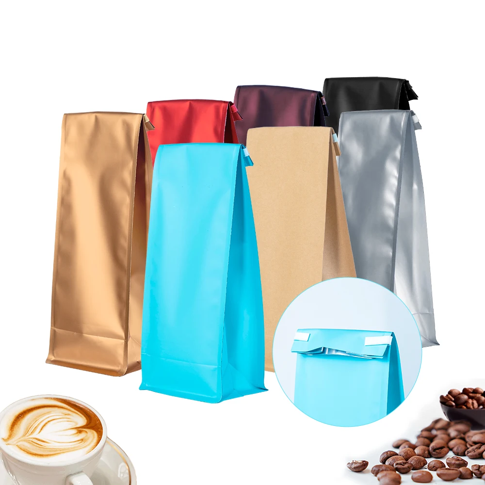 

Bolsa tin tie packaging aluminum foil 250g 500g 1LB valve pouches recyclable custom print bean coffee bags