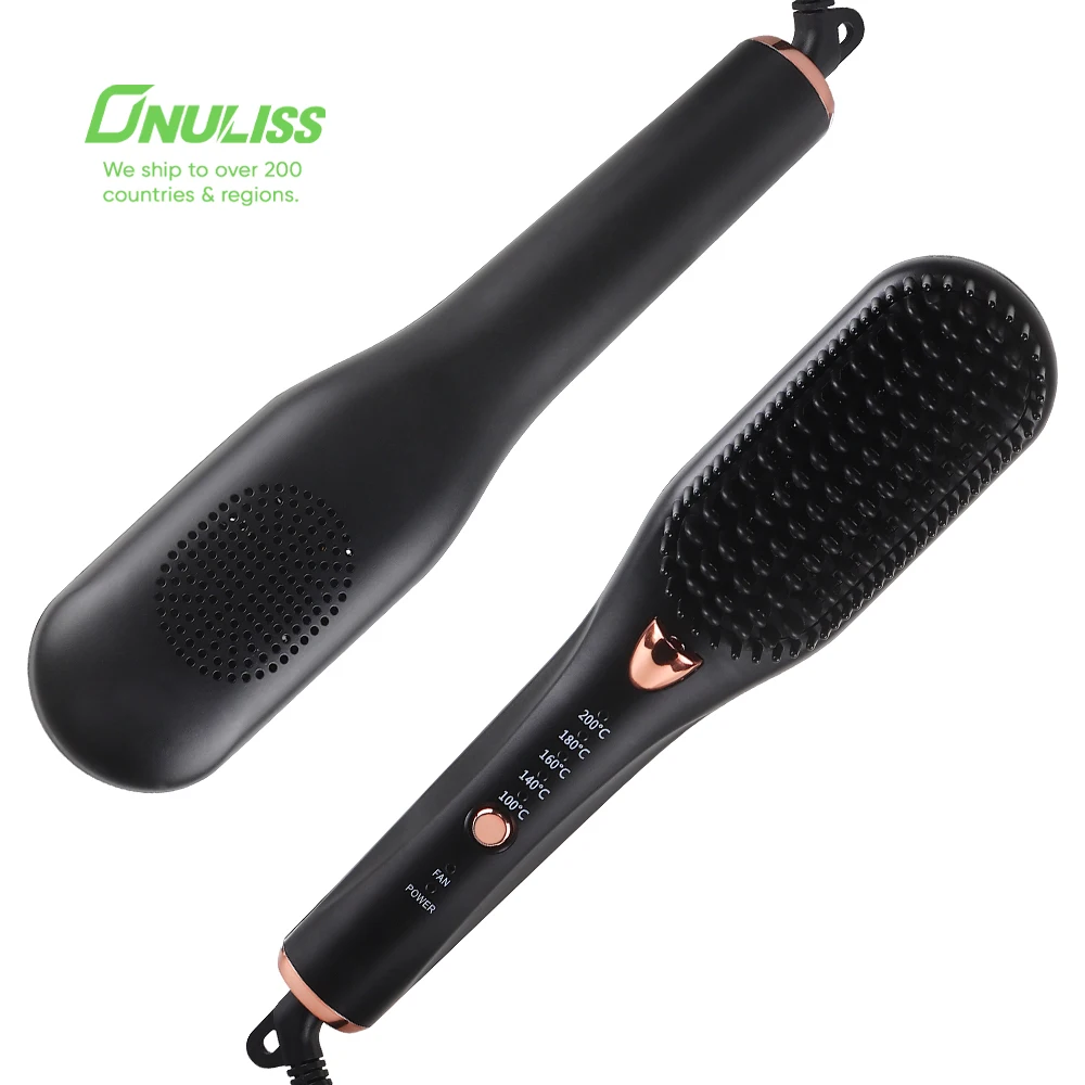 

Professional Wet Ceramic Hot Air Brush Hair Straightener Brush Flat Iron Hair Straightener