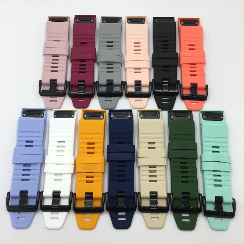 

JKER 26 22MM Silicone Quick Release Watchband Strap for Garmin Fenix 6X Pro Watch Easyfit Wrist Band Strap For Fenix 6 Pro Watch, 13 colors