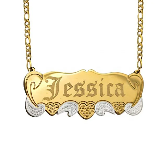 

Personalized Name Necklace, Gold Plated Herringbone Necklace, Customize Any Name Necklace