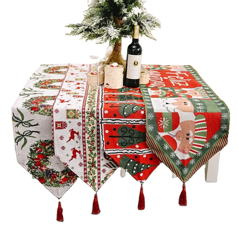 

Free shipping Christmas Decorative Products Knitted cloth table flag creative European Christmas table decoration tablecloth