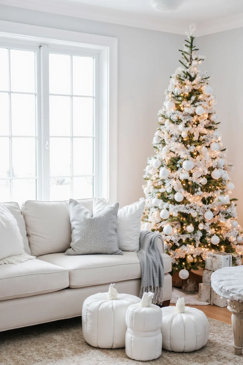 Blue and white coastal themed Christmas tree