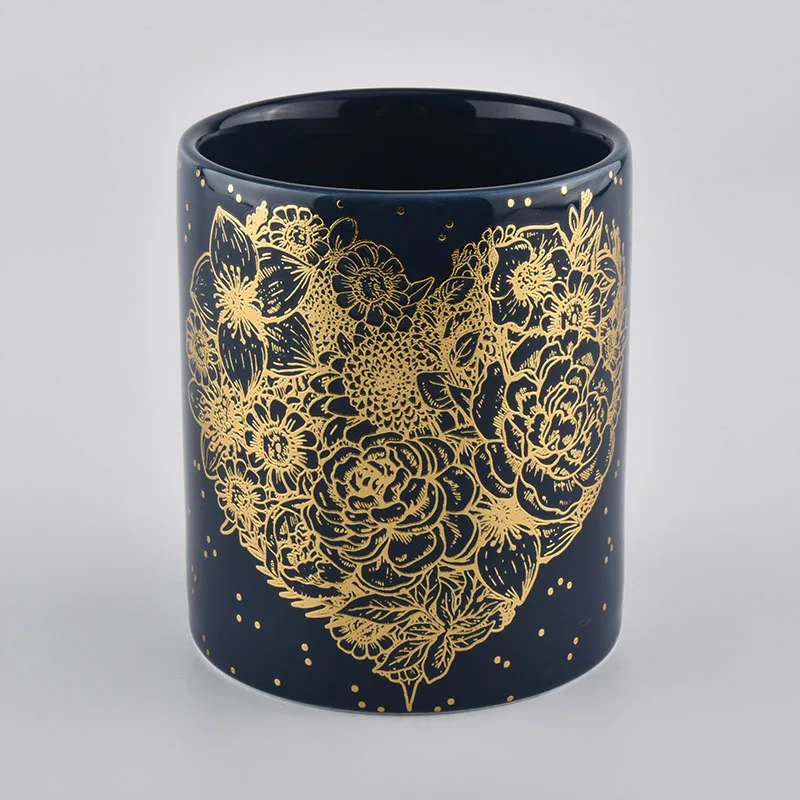 Luxury Ceramic Candle Jar With Gold Printing