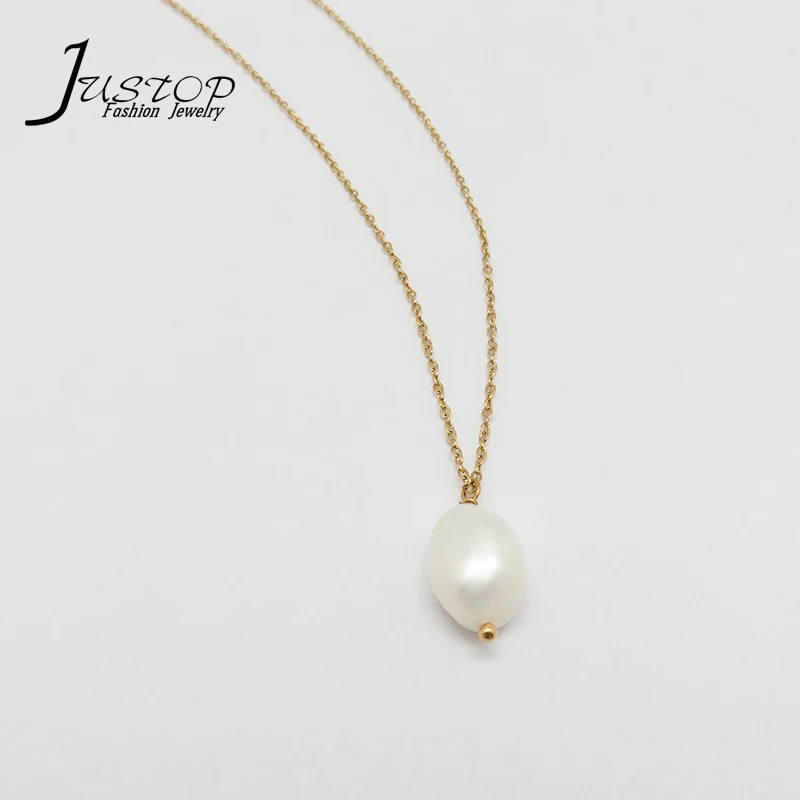 

Stainless steel jewelry natural freshwater real small pearl necklaces baroque