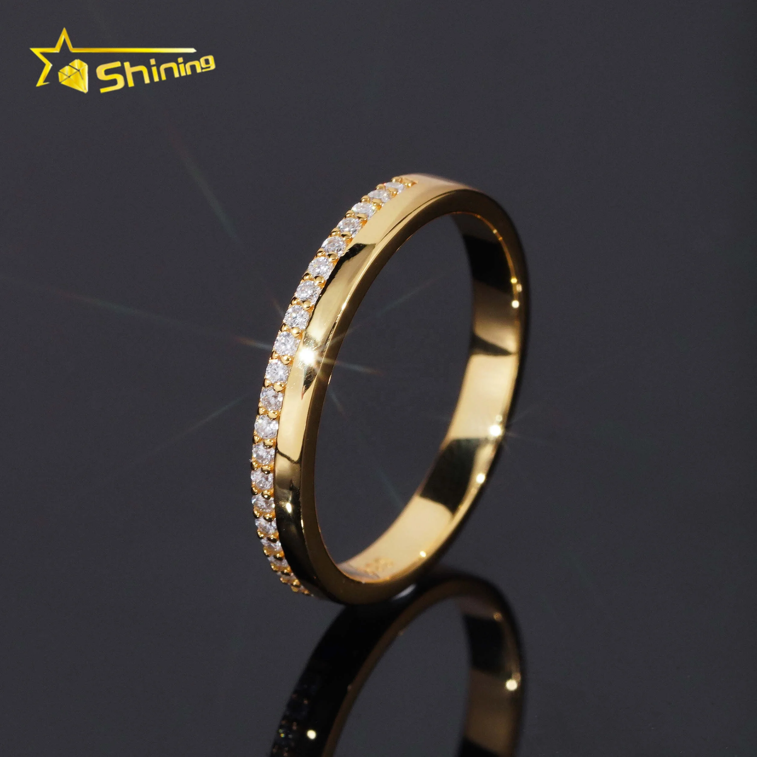 Fashion Jewelry Gold Plated Women 925 Sterling Silver Half Eternity Band Moissanite Ring