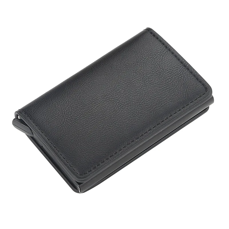 

Folding RFID Blocking Minimalist Metal Money Clip PU Slim Business Credit Card Holder Wallet