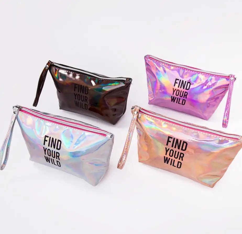 

Cheap bulk wholesale small korea style fashion cute waterproof metallic cosmetic bag, 4 colors can choose